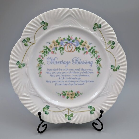 Belleek Classic Marriage Blessing Plate – Fine Irish Parian China - Picture 1 of 5